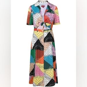 STAUD Multicolored Bandana Patchwork Dress